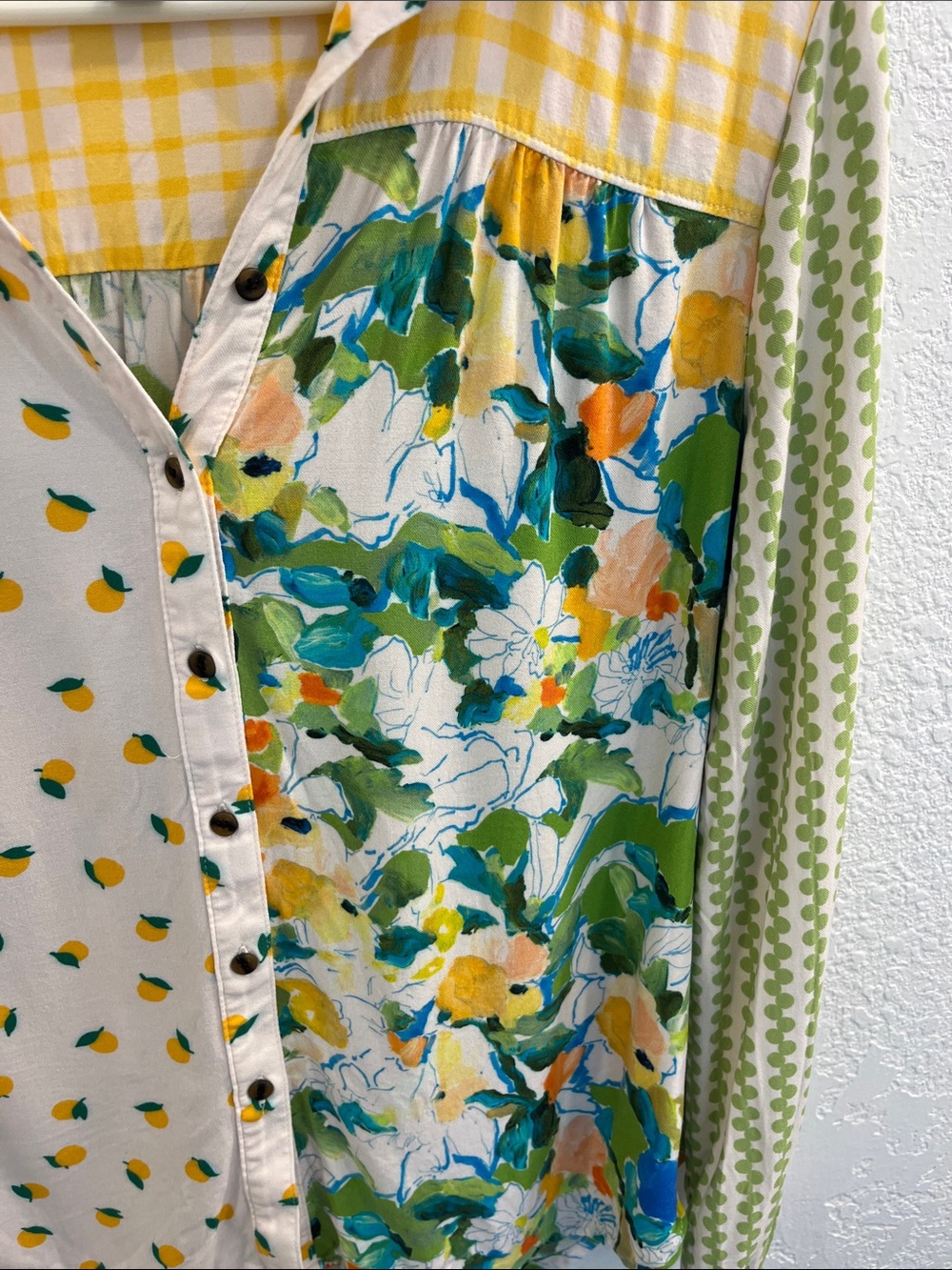 Maeve Paz Buttondown Shirt by Maeve in Yellow & Green Mixed-Print Button Shirt - Picture 7 of 7